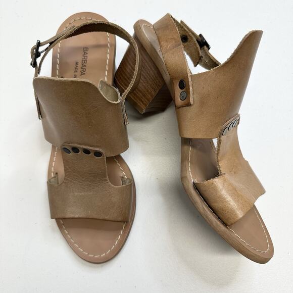 Women's BARBARA BARBIERI Brown Leather Heel Ankle Strap Sandals Size 7 - Picture 1 of 8